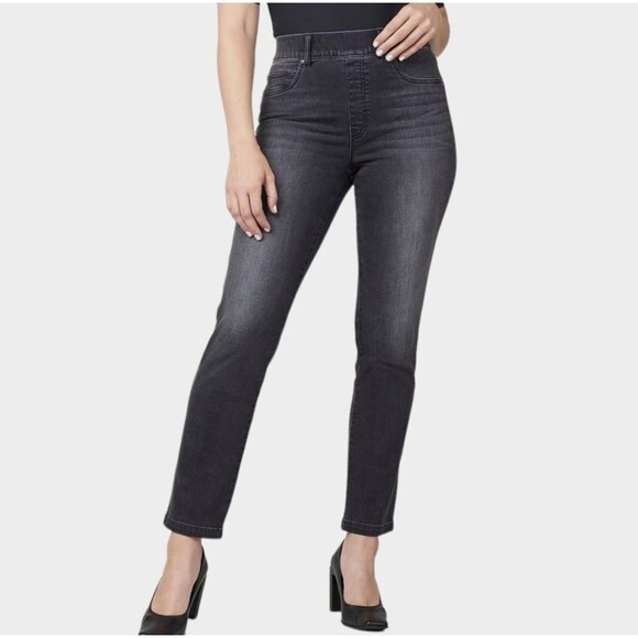 SPANX Jeans Size L Black Washed Pull On Stretch - Picture 1 of 12